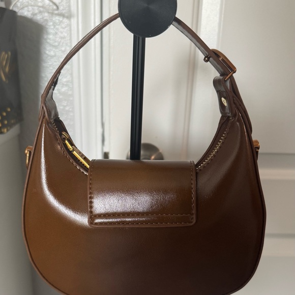 Women's Brown Crescent Shoulder Bag - Picture 3 of 4